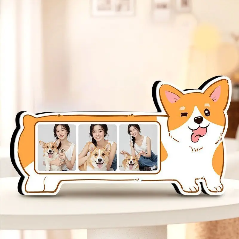 Personalized Wooden Pet Picture Frame with Printed Photo Cute Dog Cat Desktop Ornament Unique Gift for Pet Lovers Home Decor