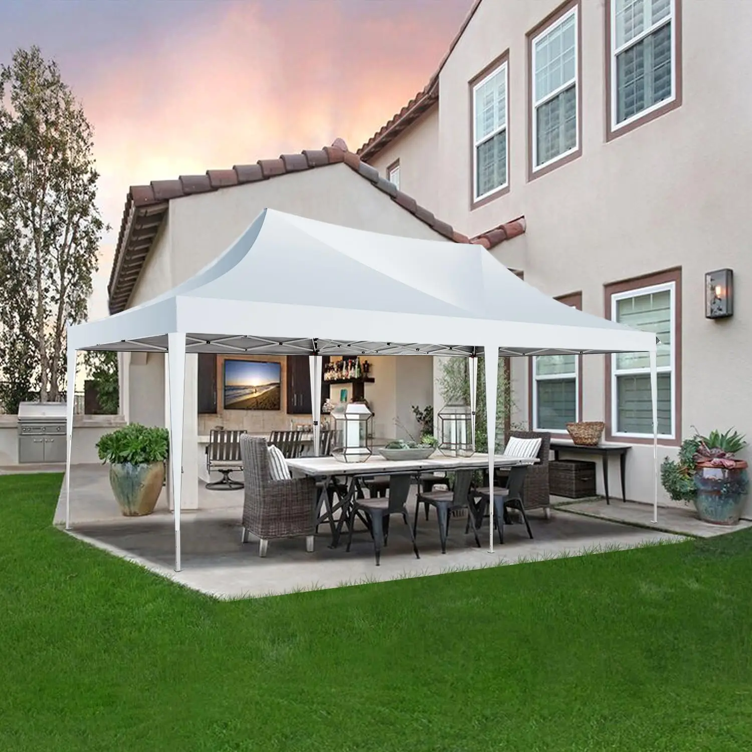 

10x20 Pop Up Canopy with 6 Sidewall, Commercial Canopy UPF 50+ Waterproof Outdoor Gazebo