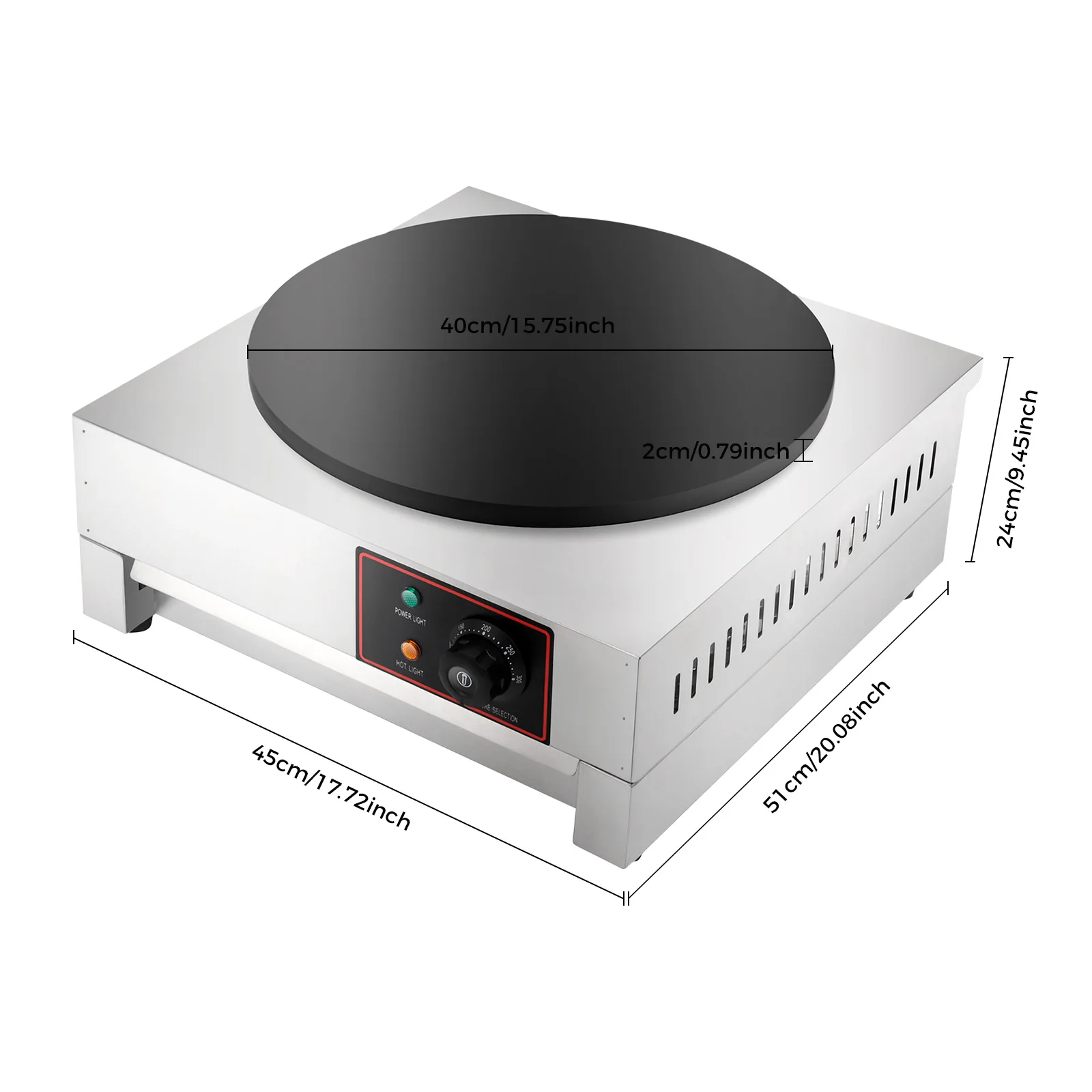 Teglia per crêpe elettrica, teglia da 15,75 pollici di diametro, temperatura regolabile per comodità in cucina, supporto per snack, negozio di dessert