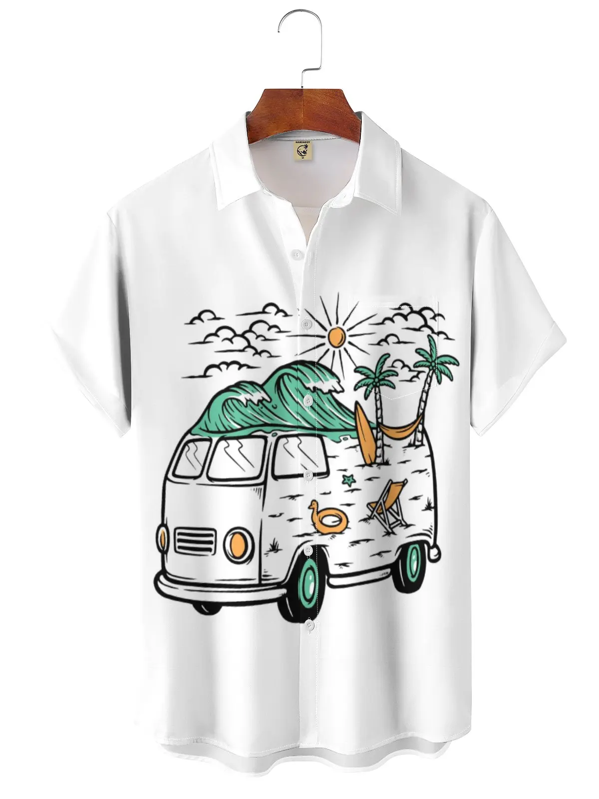 Letnia moda Męska koszula z krótkim rękawem Retro Klasyczny wzór samochodu Hip Hop Car Party Wear Oversized Top letnia koszula