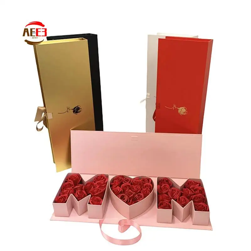 

AEE3-Mother's Day Flower Box Empty Flower Gift Box Fillable Packaging Cardboard Mom Shaped Gift Box For Flower Mother's Day