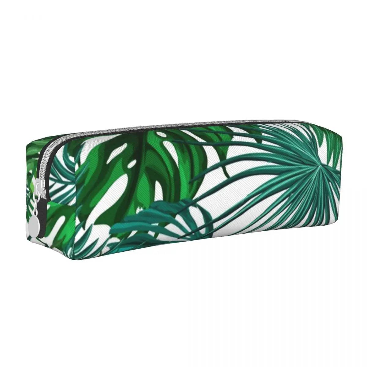 Leaves Monstera Palms Pencil Case Jungle Tropical Green Plant Pen Bags Girls Boys Big Capacity Supplies Zipper Pencilcases