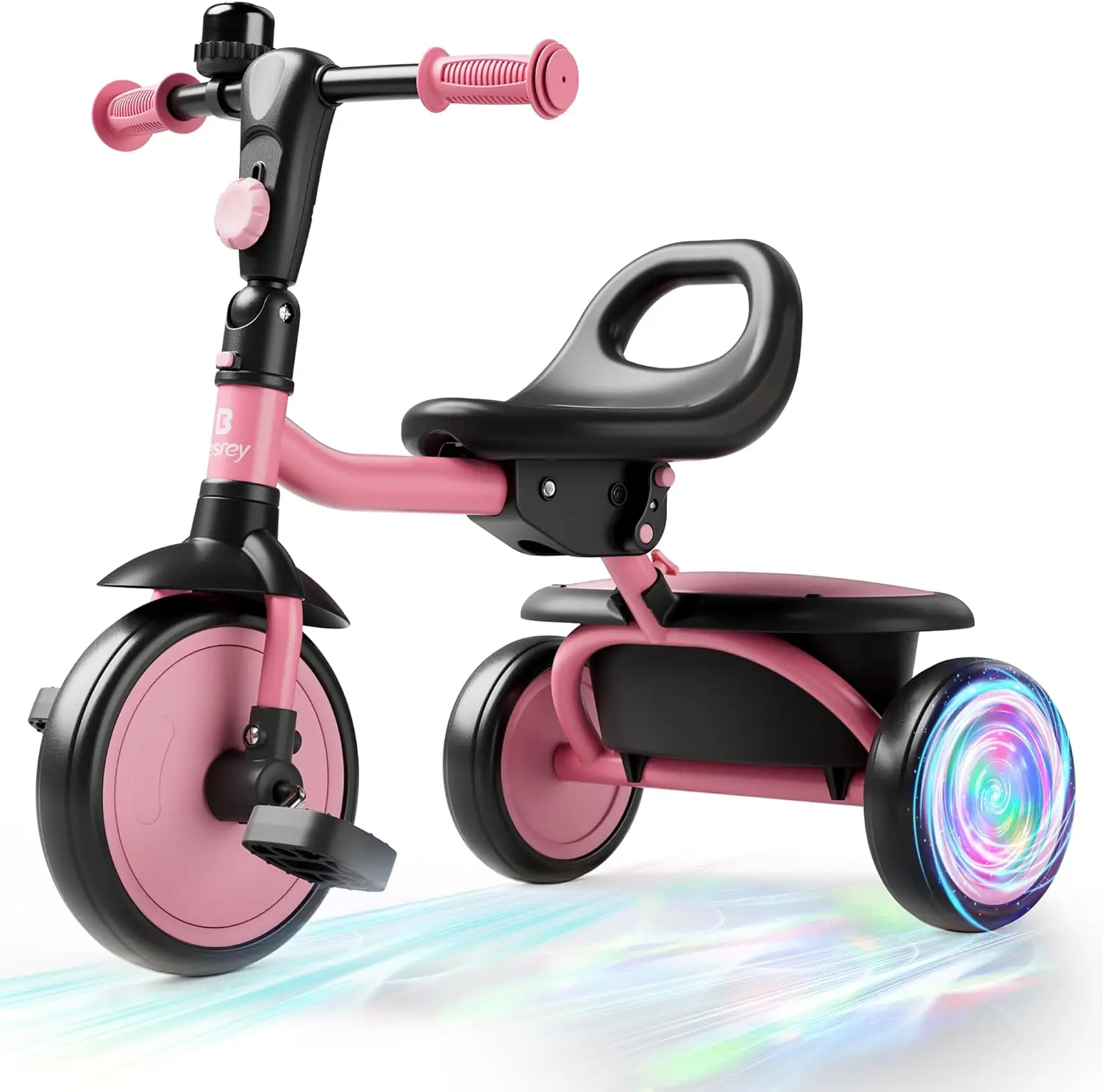 Tricycle avec éclairage coloré pour tout-petits, vélo avec cloche, cadeau pour enfants de 2 à 5 ans, 18 mois à 5 ans