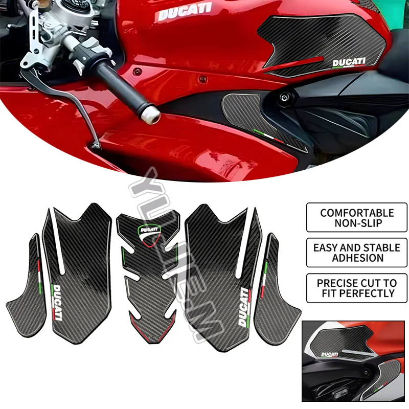 For DUCATI PANIGALE V2 899 959 1199 1299 High Quality Motorcycle Accessories Non-slip Side Fuel Tank Stickers Waterproof Pad