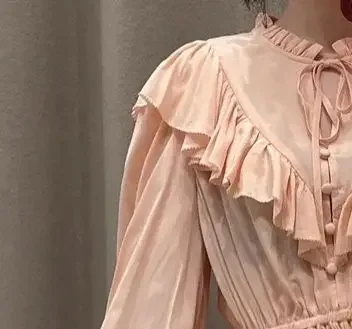 

2023 pink women lace up evening dresses lantern sleeves cascading ruffles french brand elegant party wear dresses for women 2022