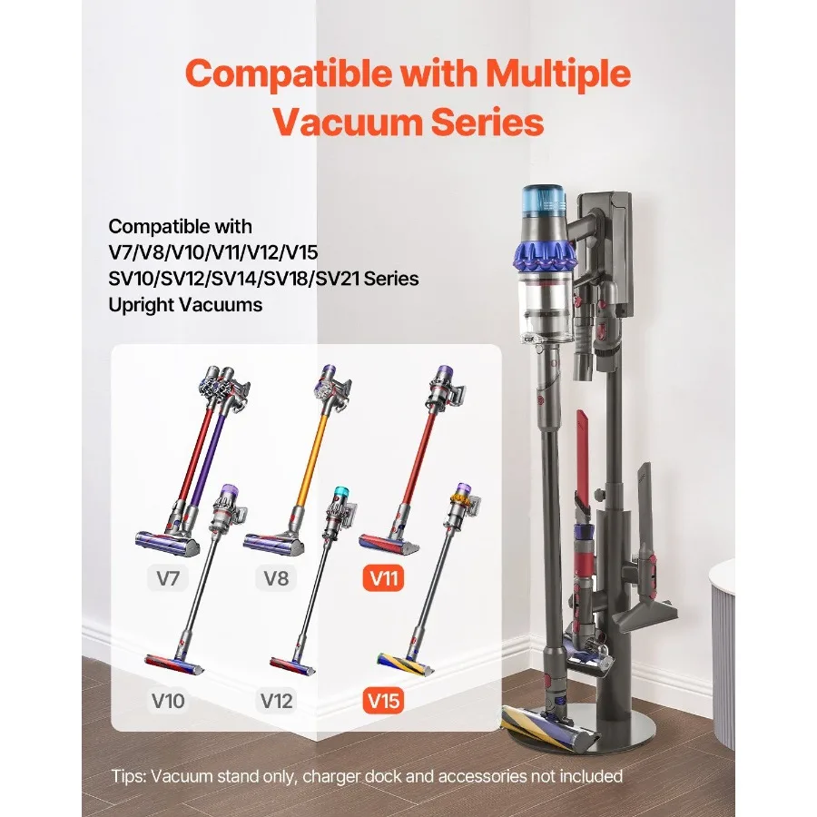 Soporte de vacío para Dyson MultiModels Soporte de almacenamiento estable con 3 clips