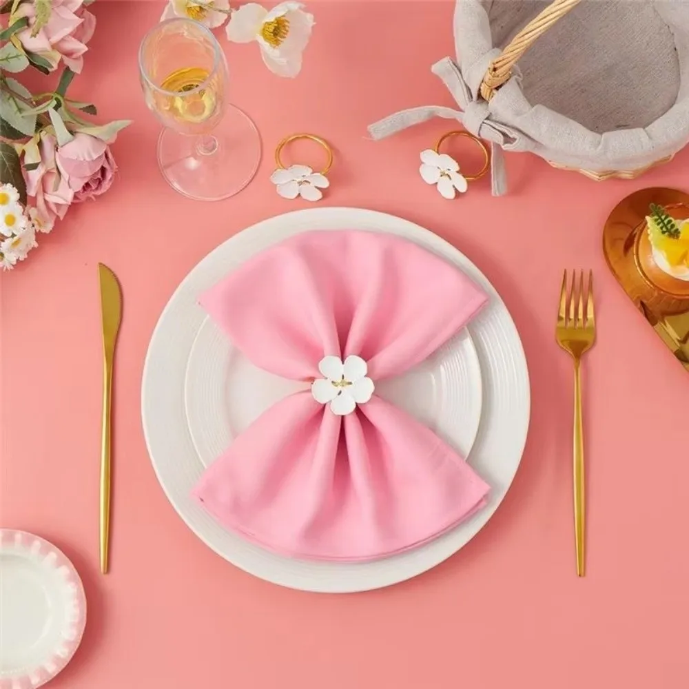 5-Petal Flower Flower Napkin Rings Plum Shape Alloy Napkin Ring Buckles Feast Grade Decorative Lucky Napkin Holder
