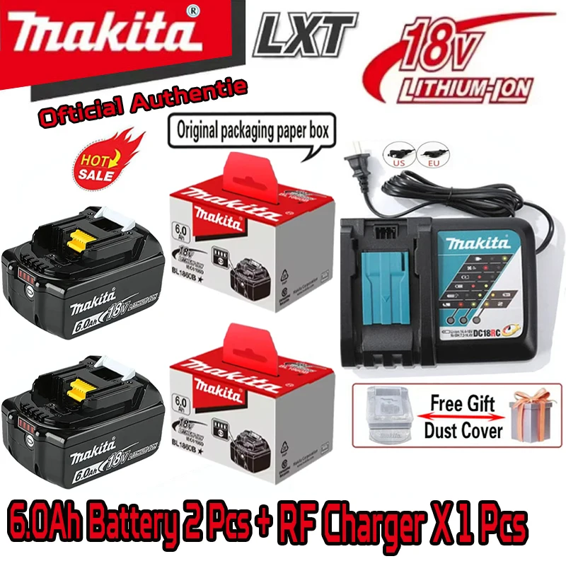 

2026Original Makita100% battery 18V 6.0Ah rechargeable battery, replacing Makita BL1830B L1840B L1850B L1860B,power tool battery