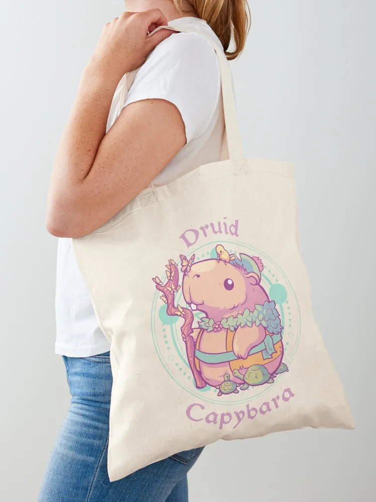 

Druid Capybara Tote Bag reusable grocery bags hand bags large size bags shopper for women