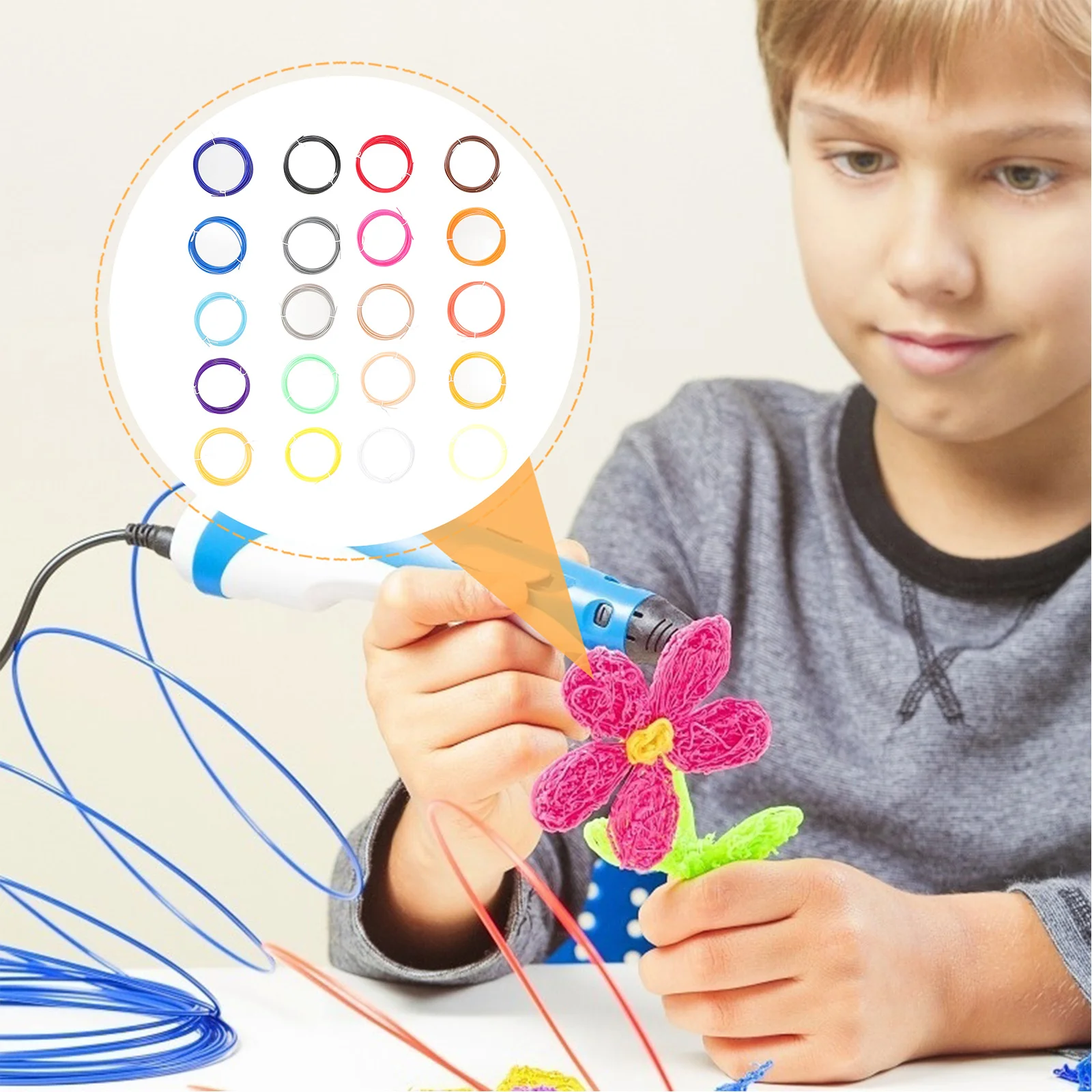 

20Pcs 1.75mm 3D Pen Filaments High Quality ABS Material Projects Compatible with 3D Printers Pen Accessories