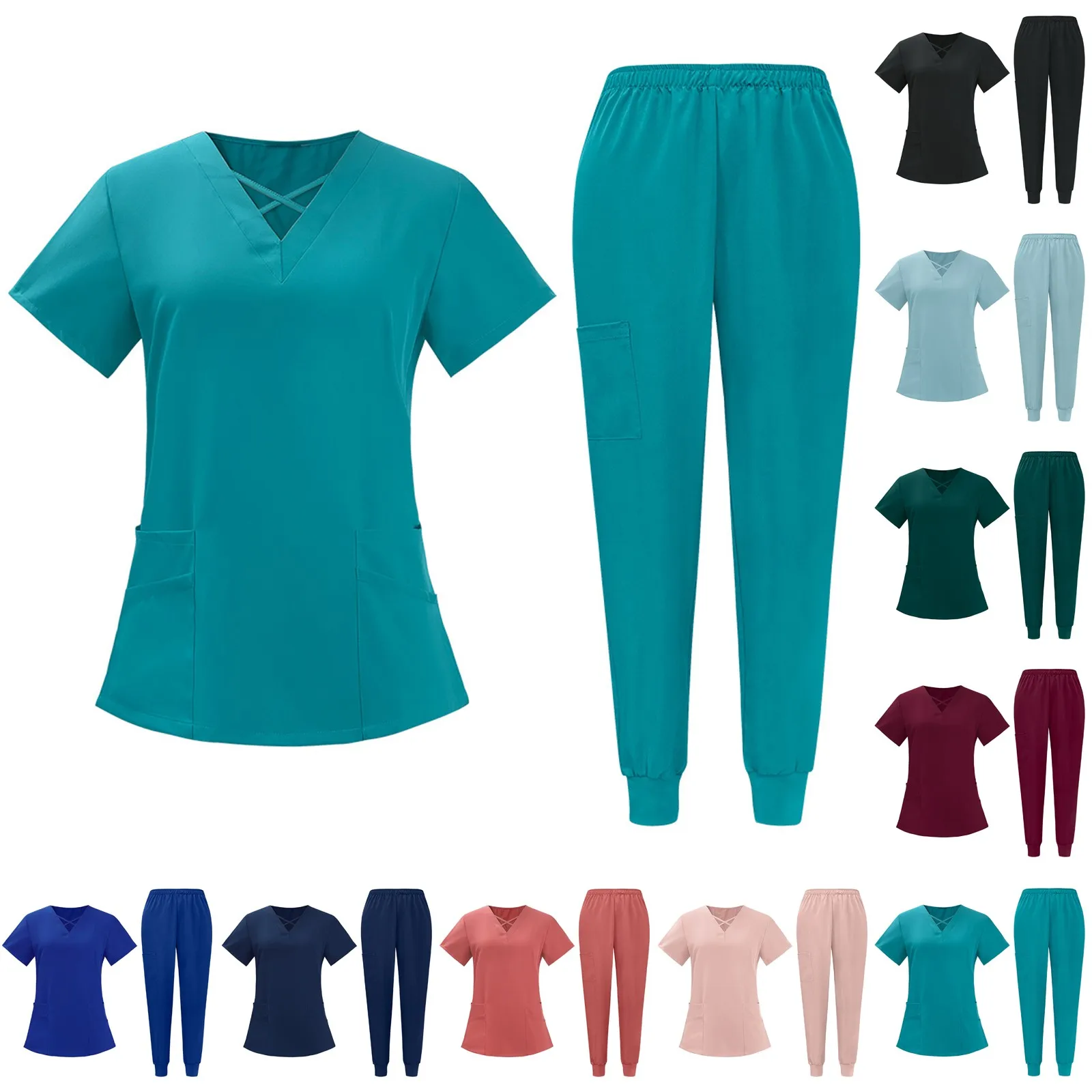 

Medical Clothing Uniform Unisex Hospital Short Sleeve Top Pants Work Clothes Two Piece Set Uniform Pharmacy Costume