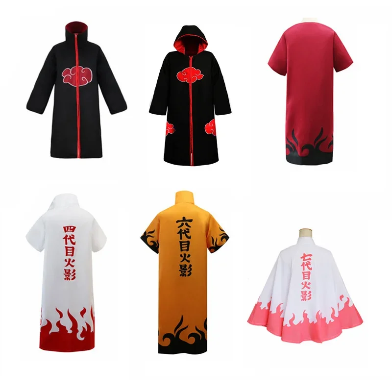 Naruto Cosplay Costume Cloak Robe Unisex 4th 6th 7th Hokage Uniform Akatsuki Uchiha Tobi Obito Halloween Party Suit Cool Coat