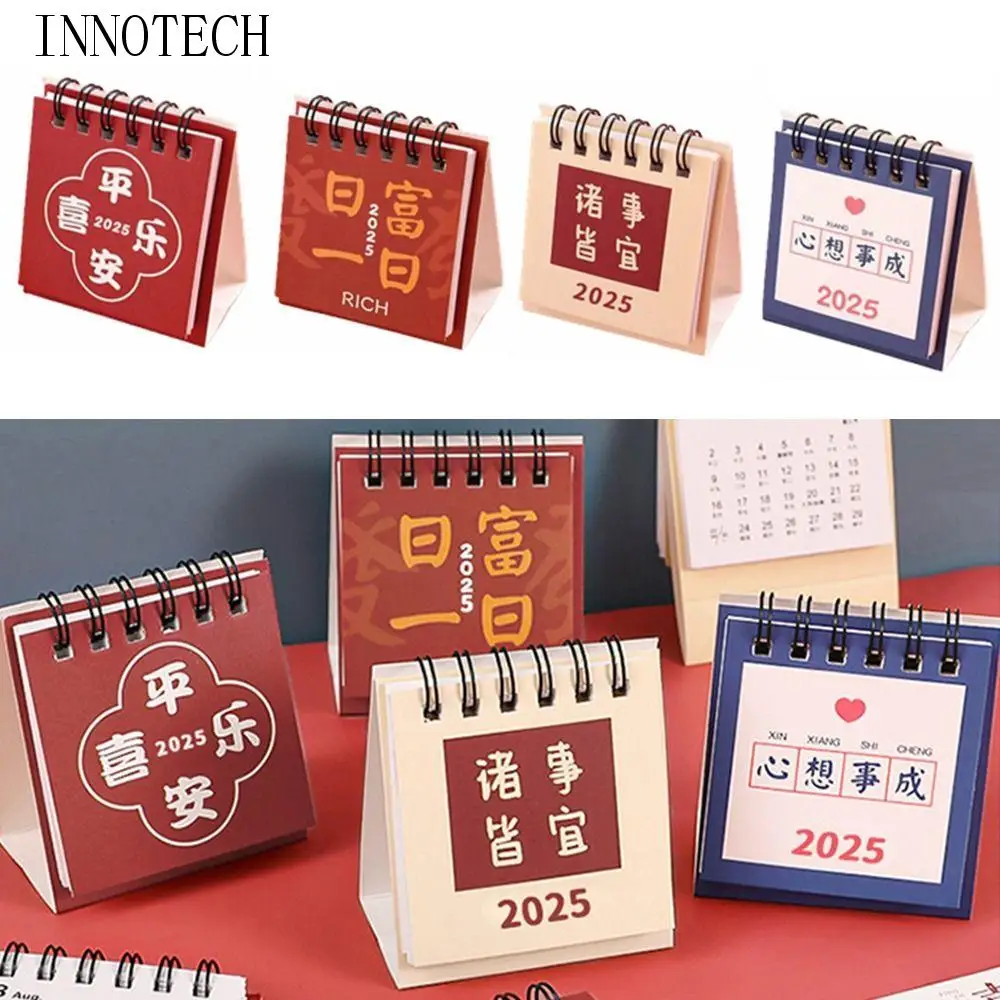 

Gift Creative 2024-2025 Calendar Thick Paper 18-Month Standing Flip Calendar Red 2025 Mini Desk Calendar Inspirational Writing