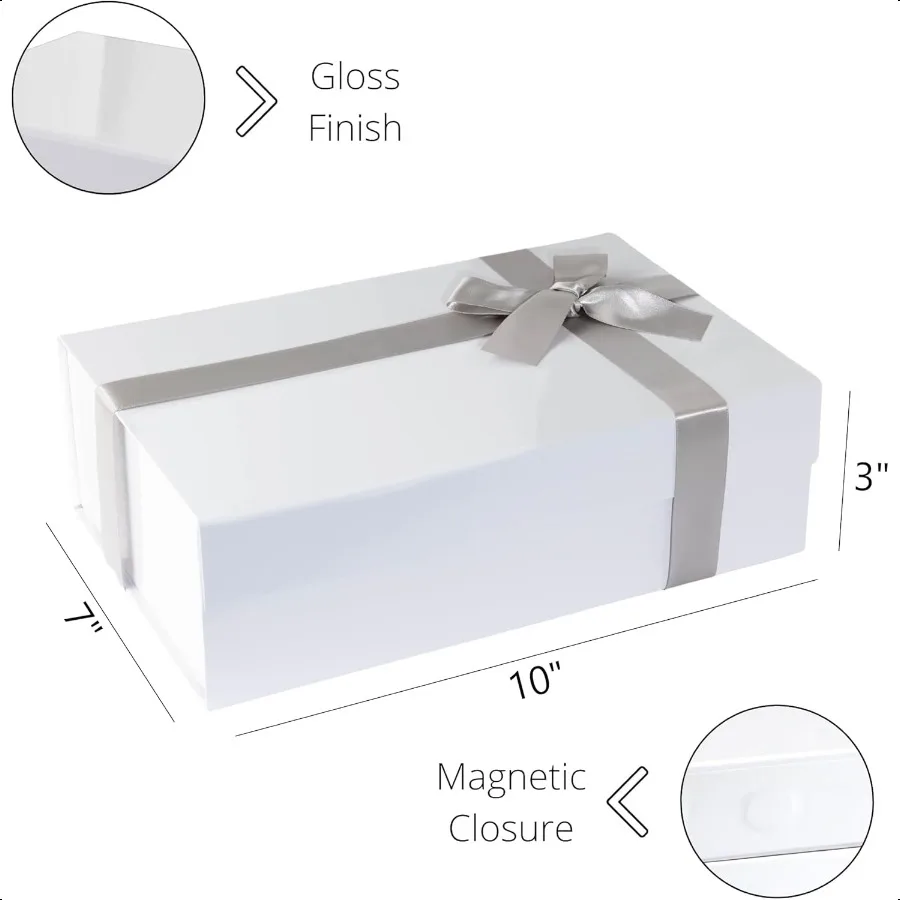 Caja de regalo blanca 1 PACK 10 x 7 x 3 pulgadas