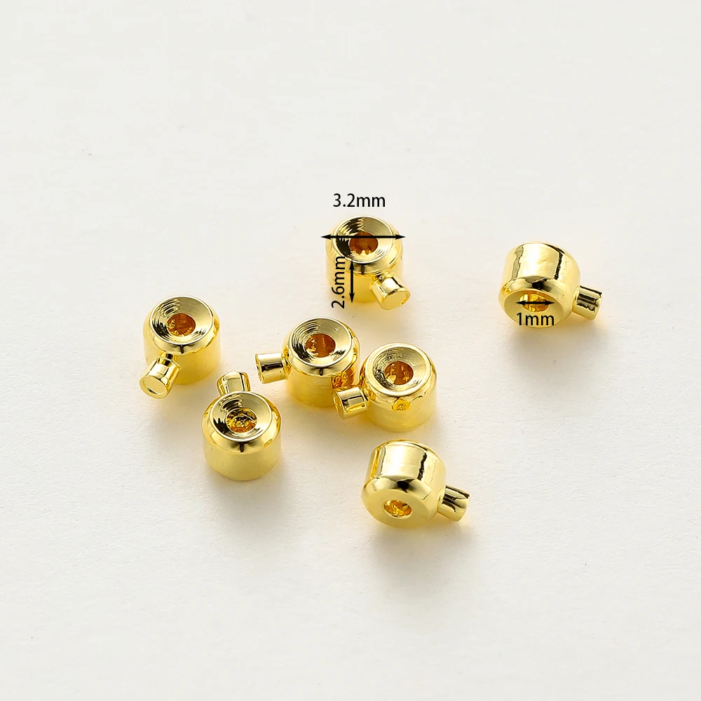 20pcs Positioning Clasp 14K 18K Gold Plated Crimp Snap Button Bracelet Necklace Fastener Ball End Cap For DIY Jewelry Findings