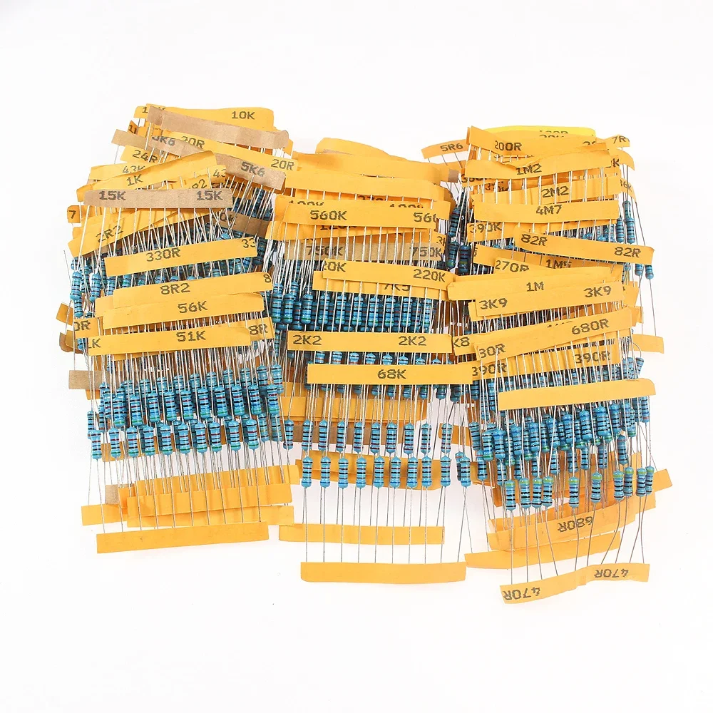 0.5W Resistor set 1/2W Metal Film Resistor Assorted Kit 0.1 ohm~10M ohm 1% Color Ring Resistance 110 Kinds*10pcs=1100PCS