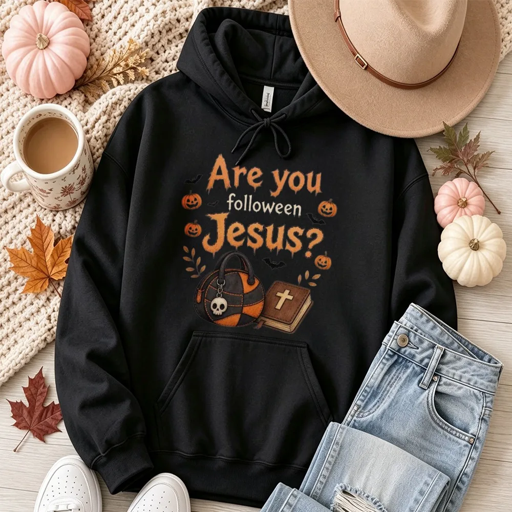 Are You Followween Jesus Pumpkin Bible Graphic Hoodie Unisex Hooded Sweatshirt Christian Faith Halloween Autumn Casual Pullover