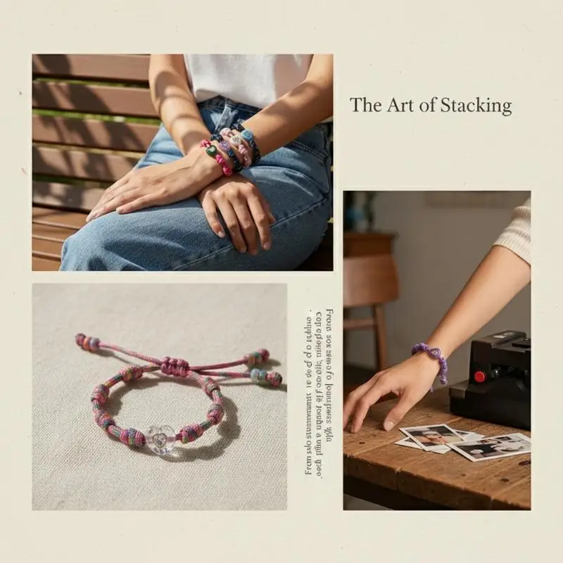 Personalized Heart Dopamine Bracelet Adjustable Drawstring Rope Handmade Contrast Color Hand Rope Fashion Jewelry Gift For Women