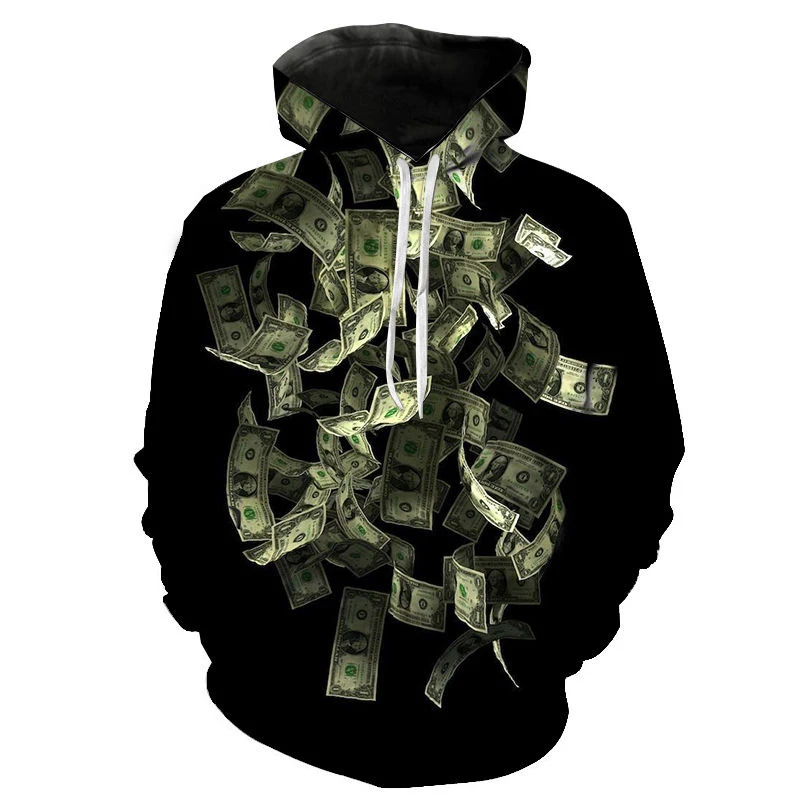 Grappige streetwear geld dollar hoodies lange mouw losse oversize trui sweatshirt mannen kind sport mode herfst hoodie met capuchon