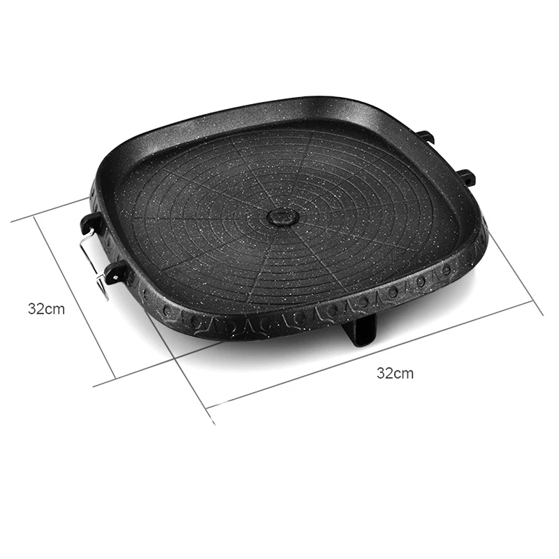 Square Nonstick Korean Grill Pan Barbecue Portable Hot Plate Stone Coating Household Outdoor Baking Tray HY