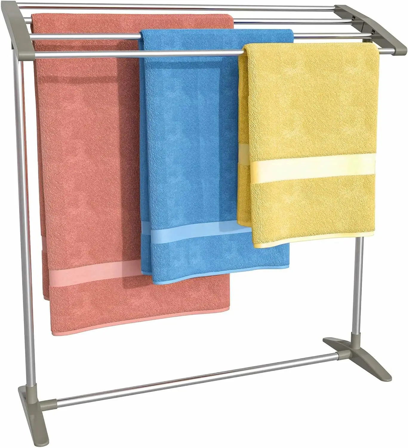 Pool Towel Rack Outdoor 4 Tiers Stainless Steel Free Standing Towel Drying Rack for Bath Towel and Clothing