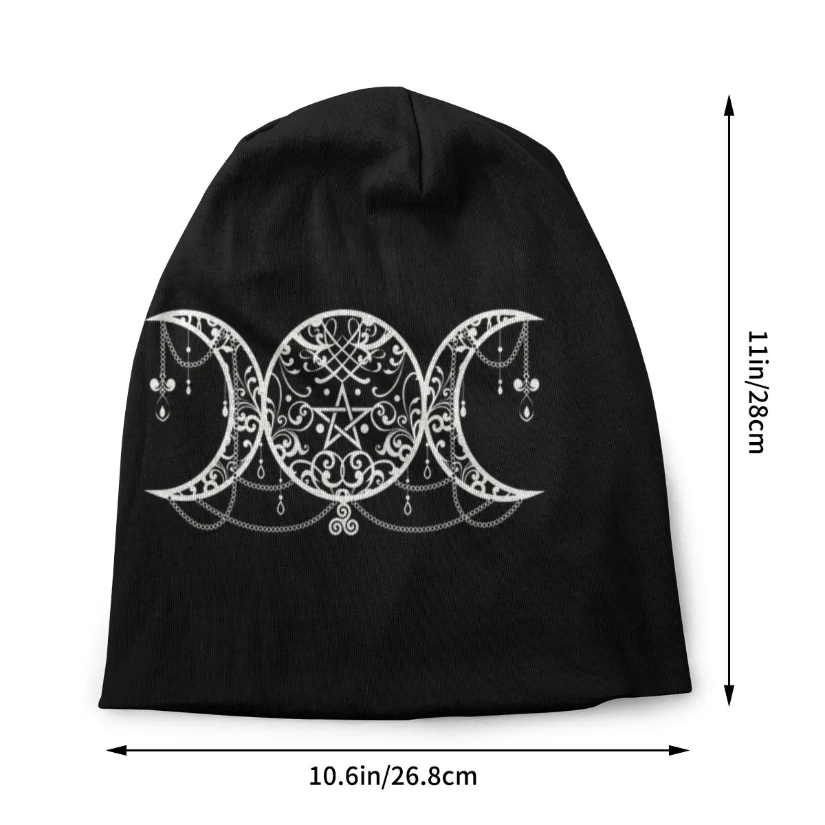 Unisex Winter Warm Bonnet Knit Hats Street Triple Moon Goddess Beanie Cap Ski Pentagram Pagan Wiccan Beanies Caps For Men