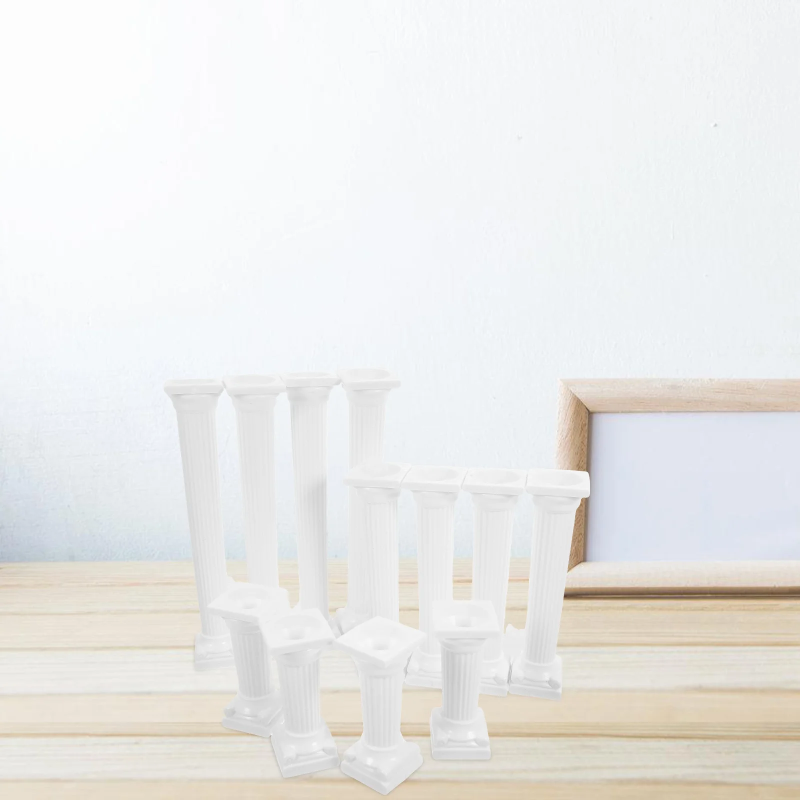 12 Uds. Decoración de Pilar romano, Mini columnas delicadas, accesorio para fotos, adorno de mesa de arena, decoración del hogar, columna romana Interior en miniatura