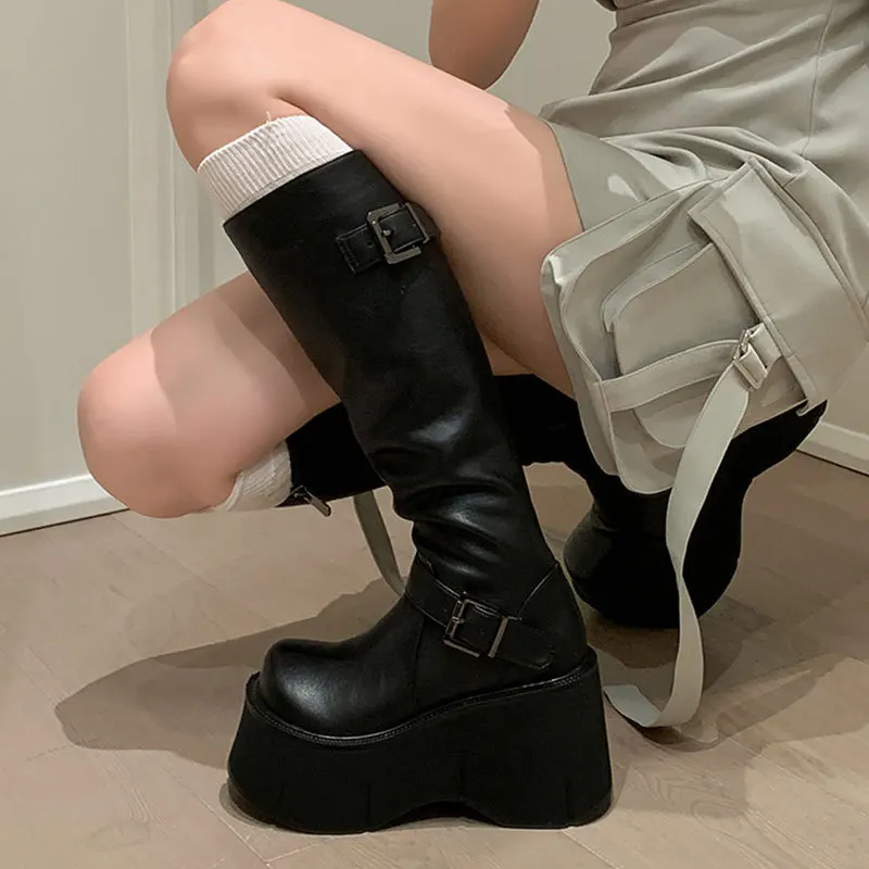 

Spicy Girl Slim Boots Small Size Thick Bottom Knight Boots Women's 2025 Autumn Style Heightening 7cm High-End Long Boots