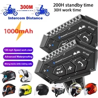 BT12B-auriculares para casco de motocicleta, intercomunicador para motocicleta, 2 conductores que hablan al mismo tiempo, interfono impermeable, Full Duplex con DSP CVC