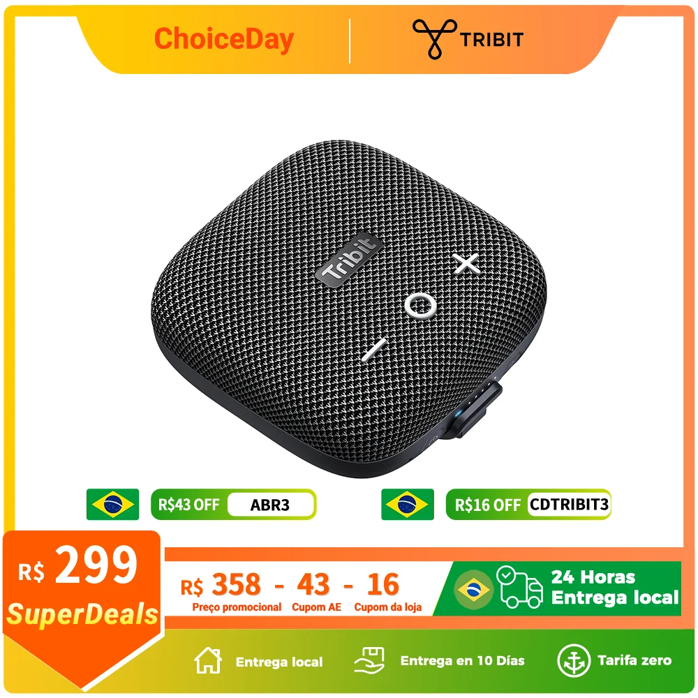 Tribit StormBox Micro 2 Alto-falante Bluetooth portátil com graves profundos 10W de potência IP67 à prova d'água pequeno alto-falante externo alça embutida
