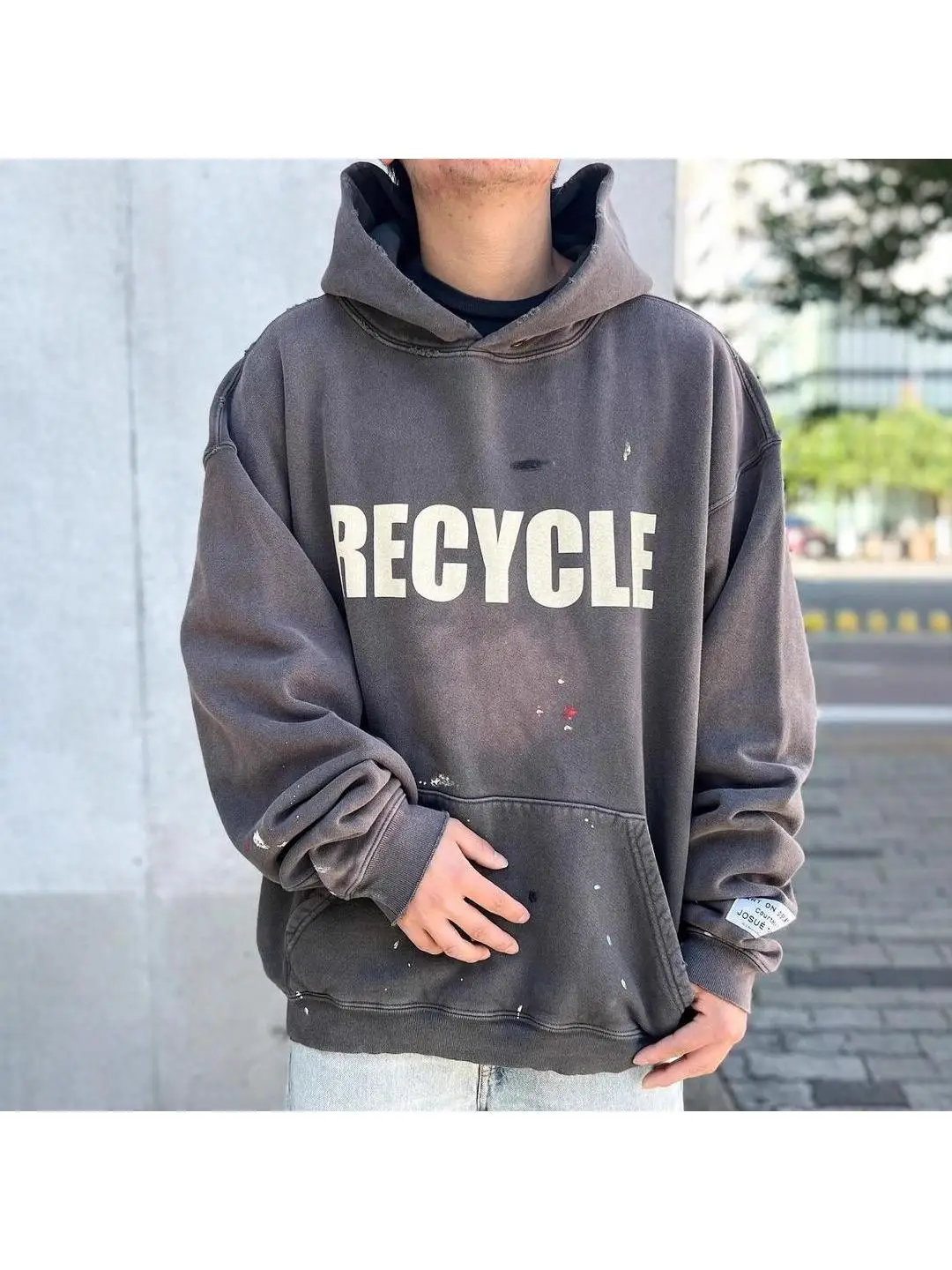 VIBE ACW American Trendy Brand Washed Vintage Tag Casual Loose Hoodie Sweatshirt for Men Autumn Winter Versatile Comfortable ...