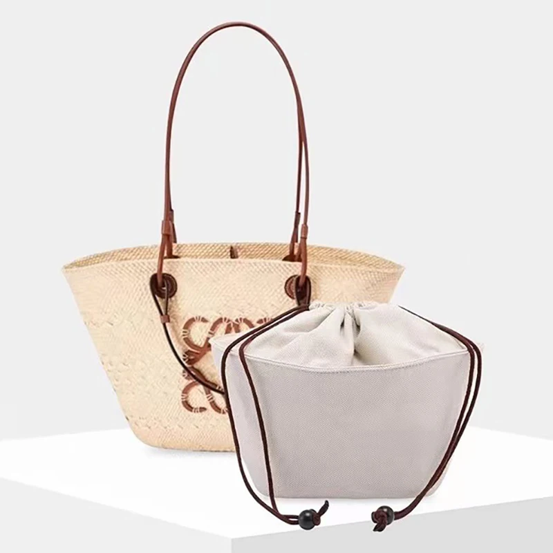 Drawstring Bag Organizer Insert Shoulder Strap for Anagram Basket Straw Woven Bag Support Inner Liner Bags Accessories