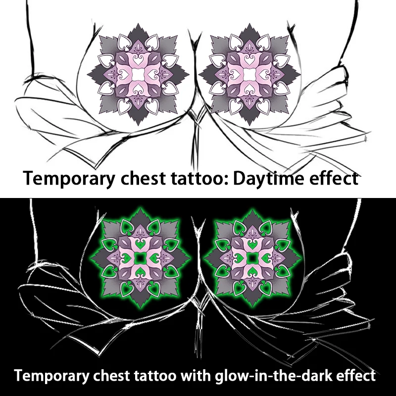 

Одноразовые временные татуировки на груди в оттенках листьев, лопатах, серых и фиолетовых, водонепроницаемых и устойчивых к поту.