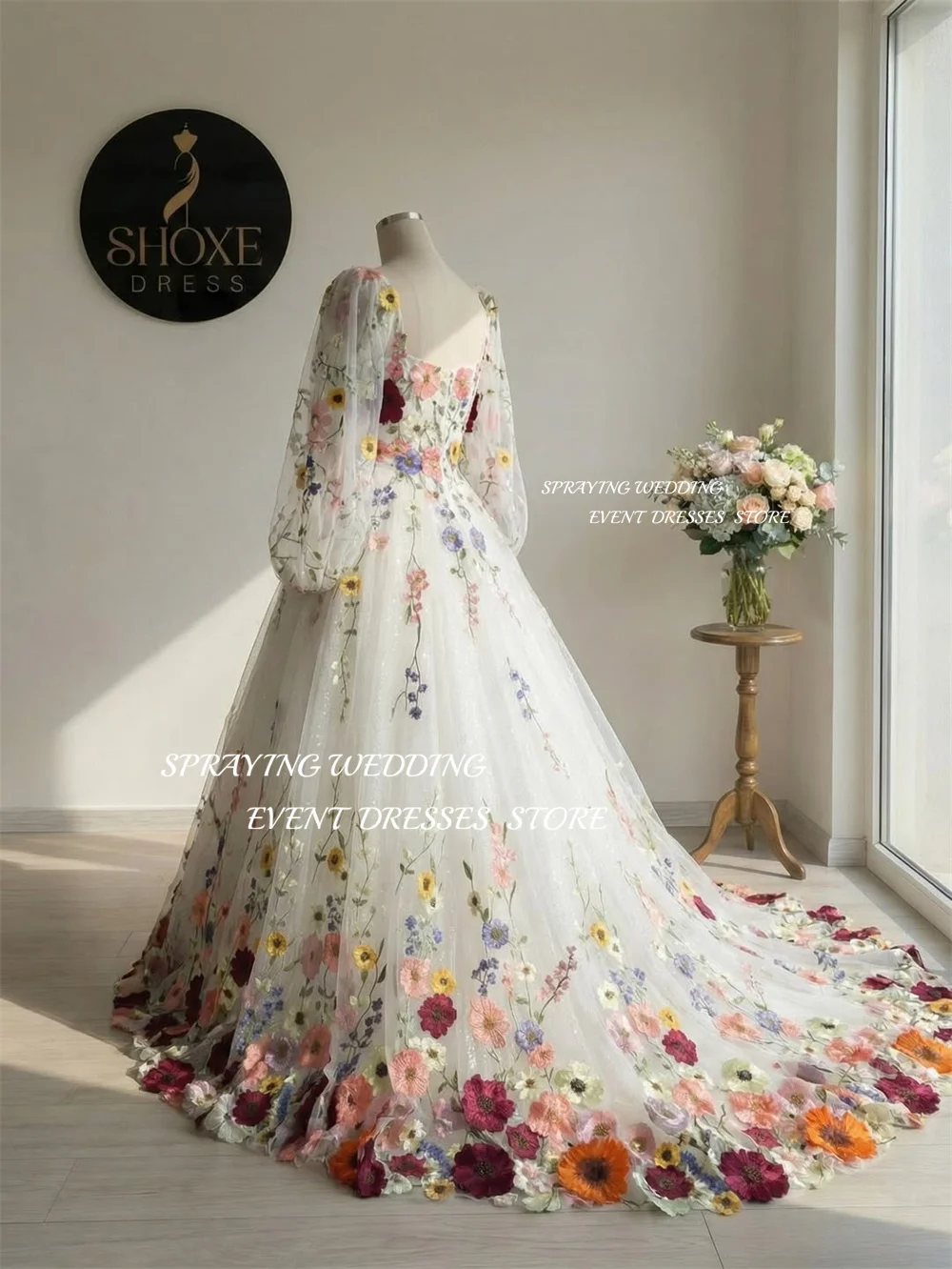 SPRAYING Luxury Lace Decal Wedding Dresses Sweetheart Long Sleeves Bridal Gowns Long Sweep Train Church Dress Customized 2026