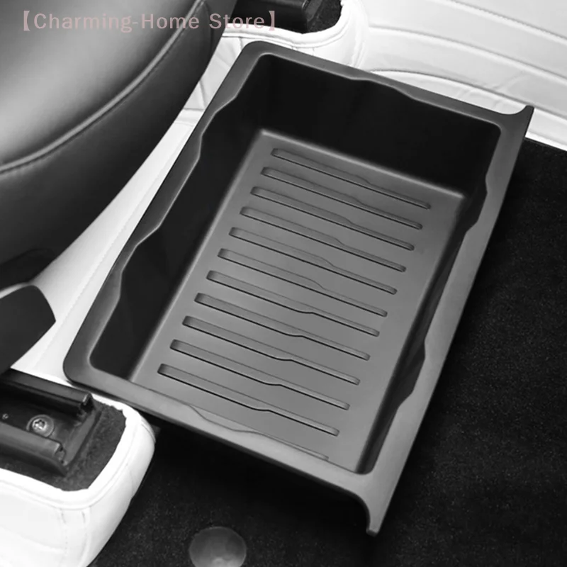 

【M】TPE Under Seat Storage Box For Model Y 2017-2024 Center Console Organizer Bins Front Backseat Bag Trash Tray Accessories