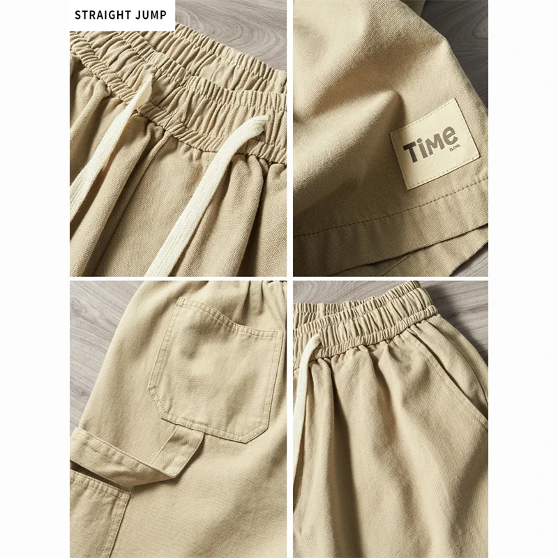 Summer American Casual Retro Shorts For Men 2023 New Loose Straight Short Sweatpant Streetwear Fashion Five-Point Baggy Bermudas