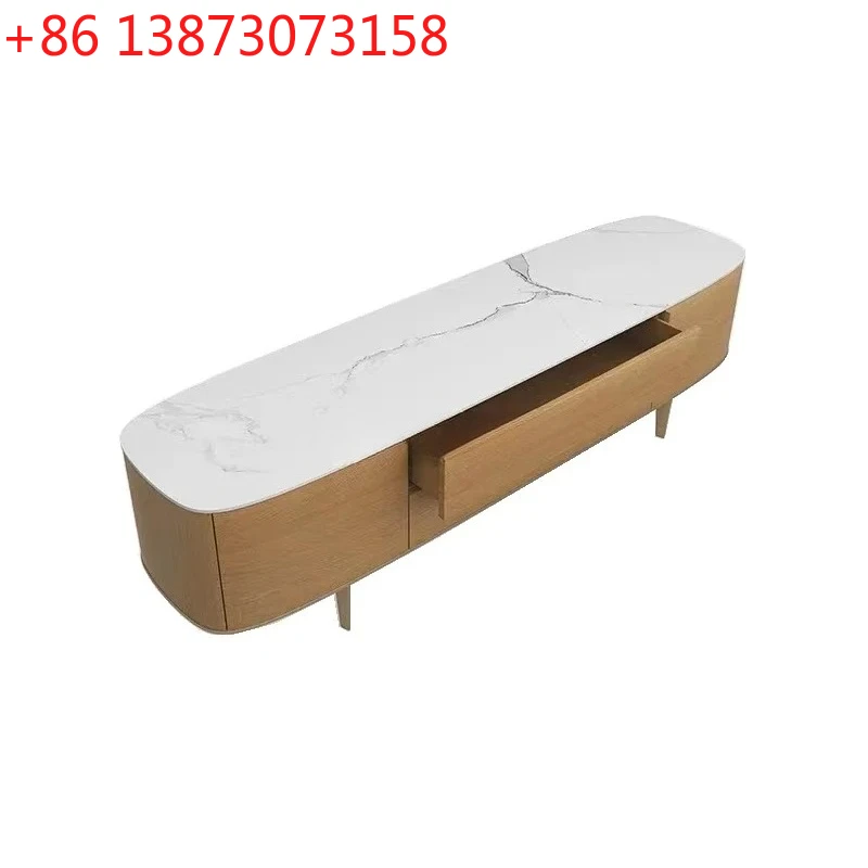 

Роскошный ТВ-шкаф в скандинавском стиле из цельного дерева, итальянский минималистичный высококачественный напольный шкаф с дугой и лошадью, животом, каменной плитой