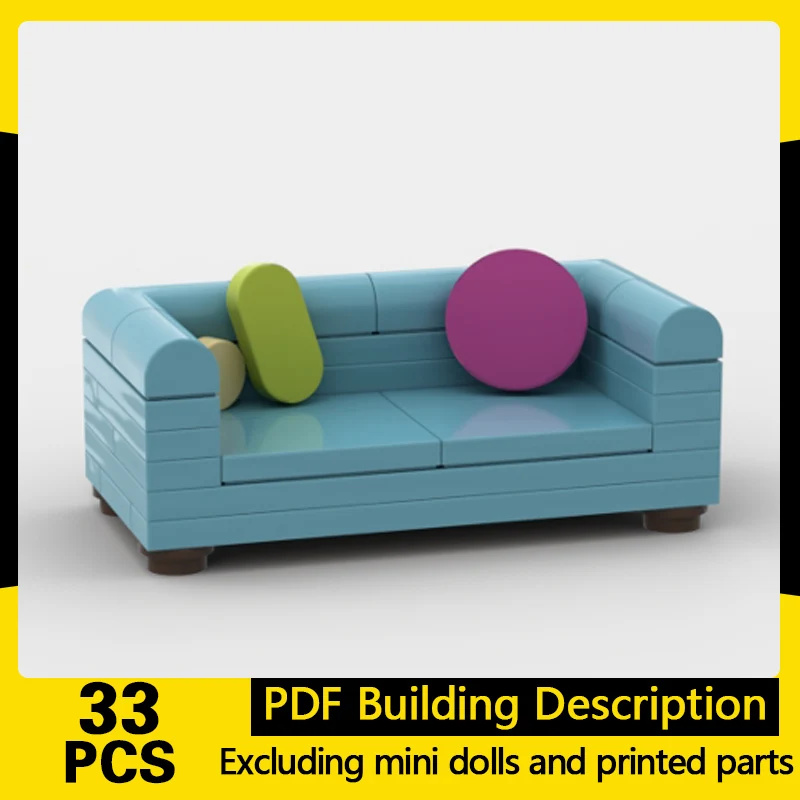 

City Street View Model MOC Building Bricks Two Seater Airsoft Sofa Modular Technology Gifts Holiday Assemble Children Toys Suit