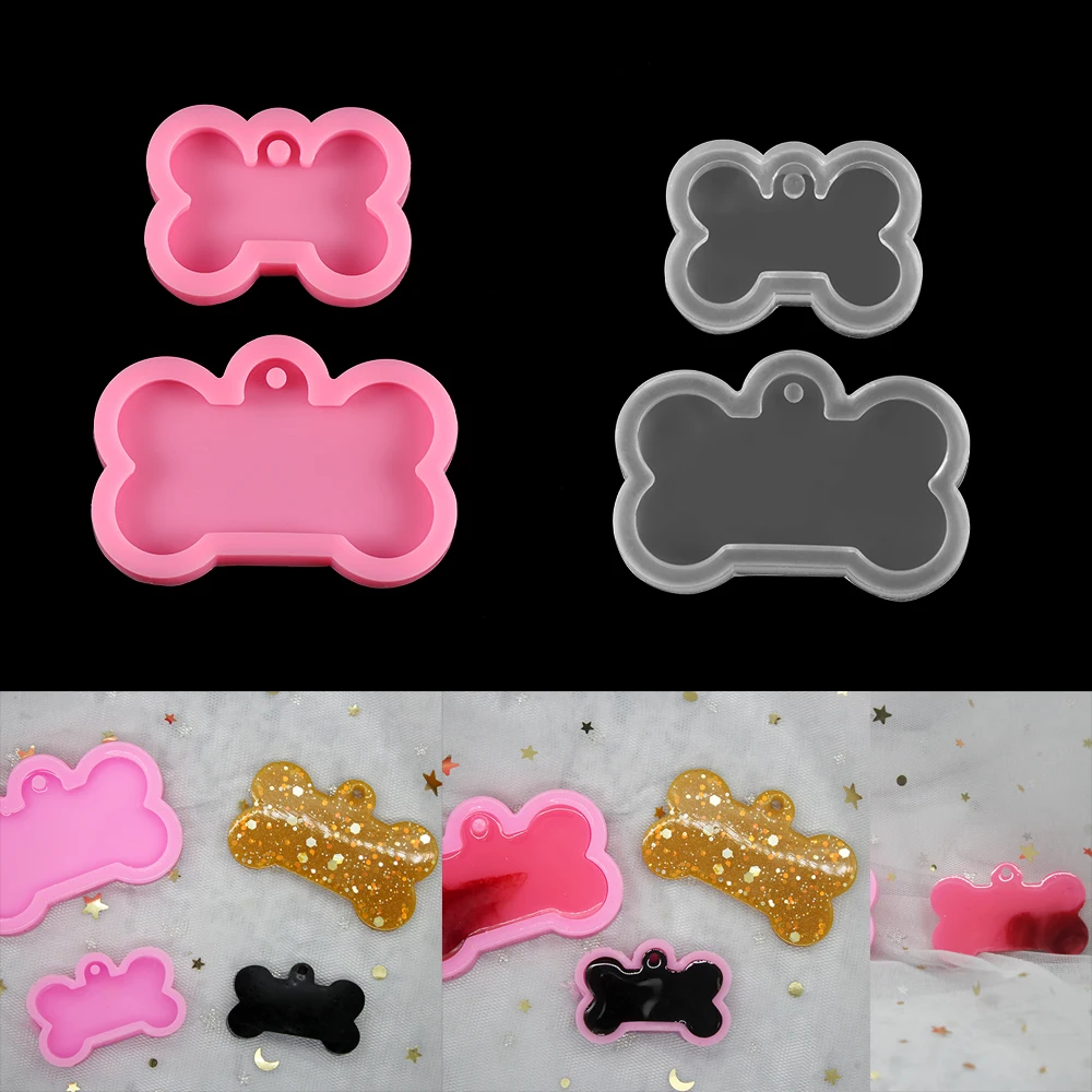 2 Sizes DIY Dog Tag Bone Shaped Keychain Casting Silicone Mould Crafts Key Chain Pendant Making Tools Crystal Epoxy Resin Mold