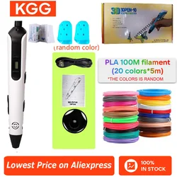 3D Printing Pen with PLA Consumables LCD 3D Graffiti Tool Friends Children Christmas New Year Birthday Gifts 9M Consumable