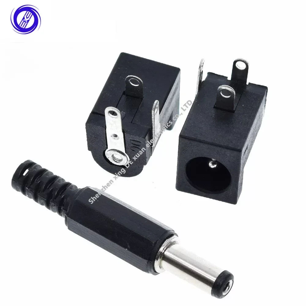 10Pcs DC-005 Black DC Power Jack Socket Connector DC005 5.5*2.1mm 2.1 socket Round the needle