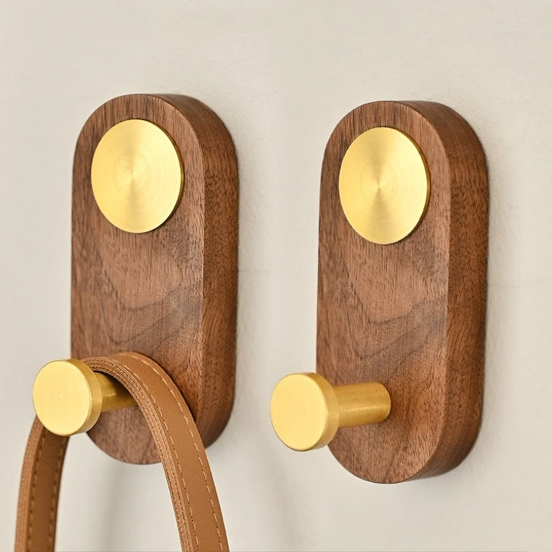 Walnut Wood Clothes Hook Bathroom Door Wall Hanging Storage Hook Wood Key Hat Organizer Hook Kitchen Decor Accessories Cocina