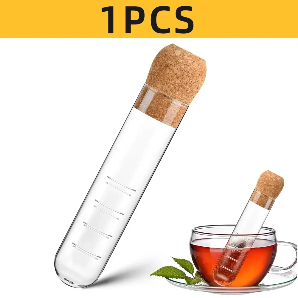 Tubo Infusor de té de vidrio creativo, colador de té de diseño de vidrio para taza, filtro de lujo para té Puer, herramientas de té de hierbas con tapón de corcho