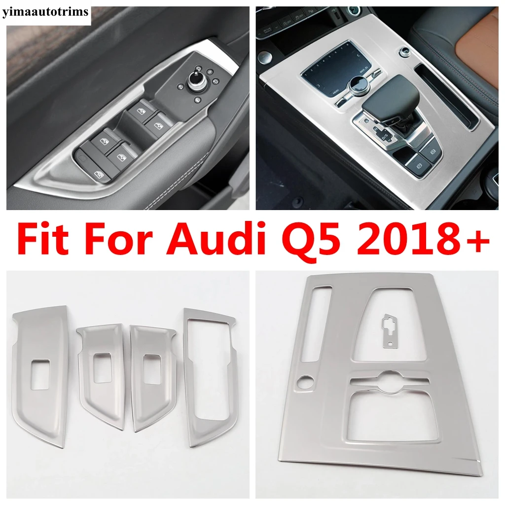 

Gear Shift Panel / Door Armrest Window Lift Button Switch Frame Cover Trim For Audi Q5 2018 - 2023 Stainless Steel Accessories