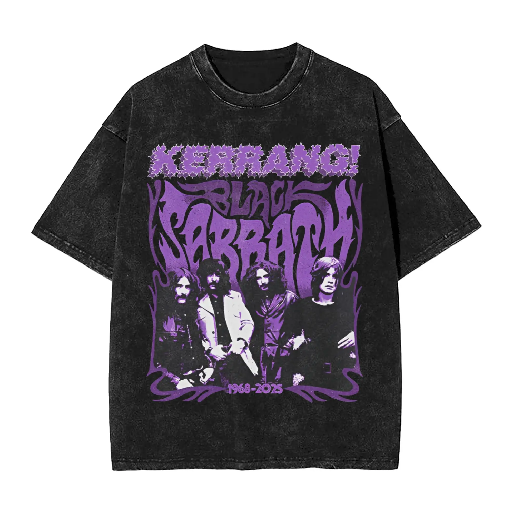 Black Sabbath X Kerrang Cover Story 2025 Эксклюзивная стираная футболка мужская Y2K Летние футболки в стиле Харадзюку с круглым вырезом Свободные топы большого размера