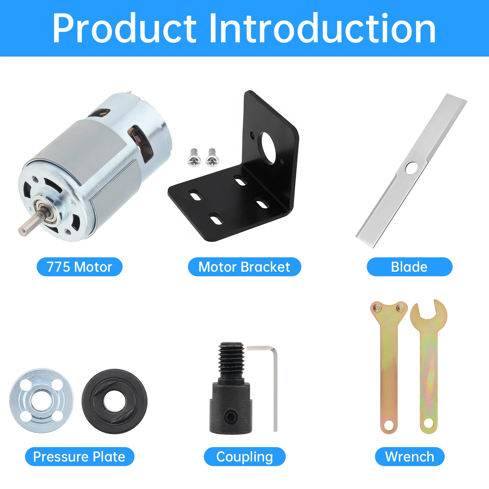 RS775 Motor Kit 12V / 24V High Speed DC Motor DIY Lawn Mower Kit for DIY Garden Tools with Rectangle Blade, Mounting Bracket