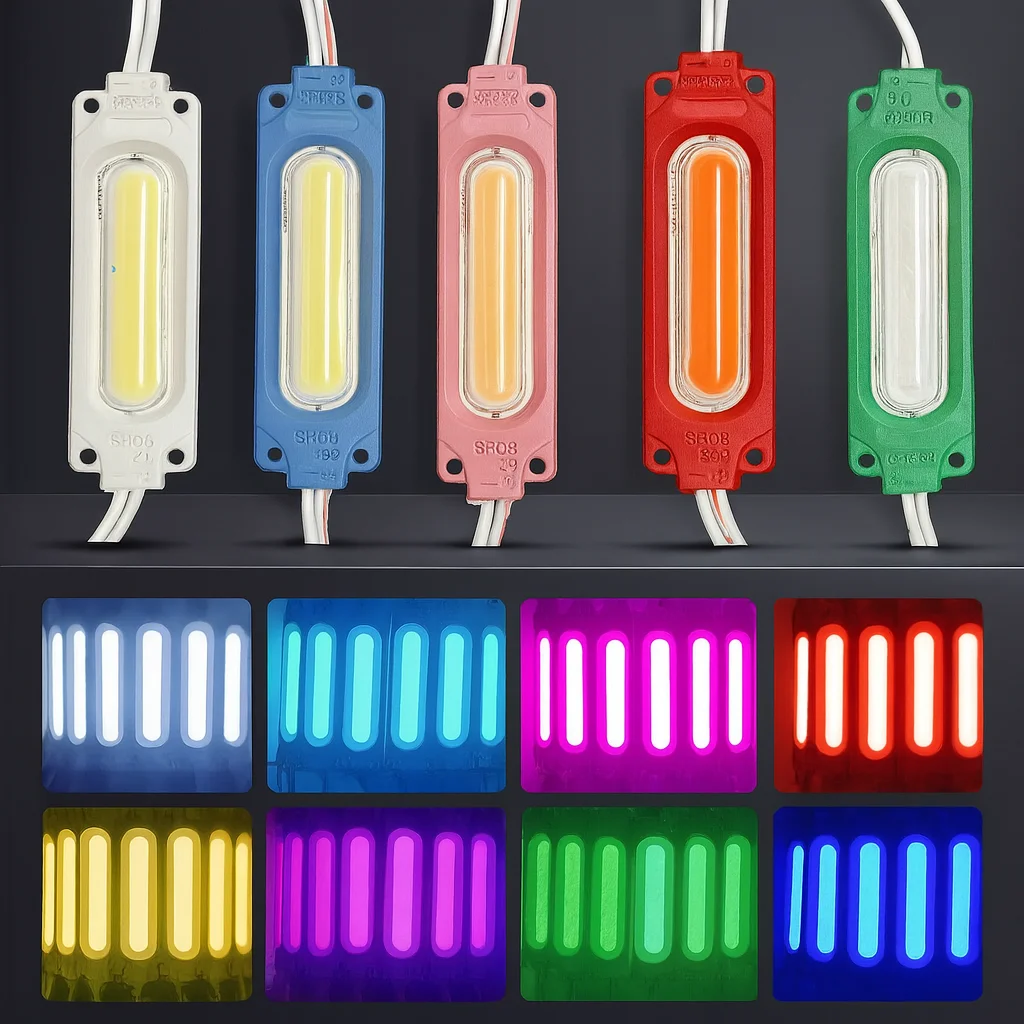 الجملة 10 قطعة/الوحدة 12 فولت COB LED وحدات ، IP65 إضاءة خلفية مقاومة للماء لمتجر راية/علامة ، متعدد الألوان وديكور عيد الميلاد الأبيض الدافئ