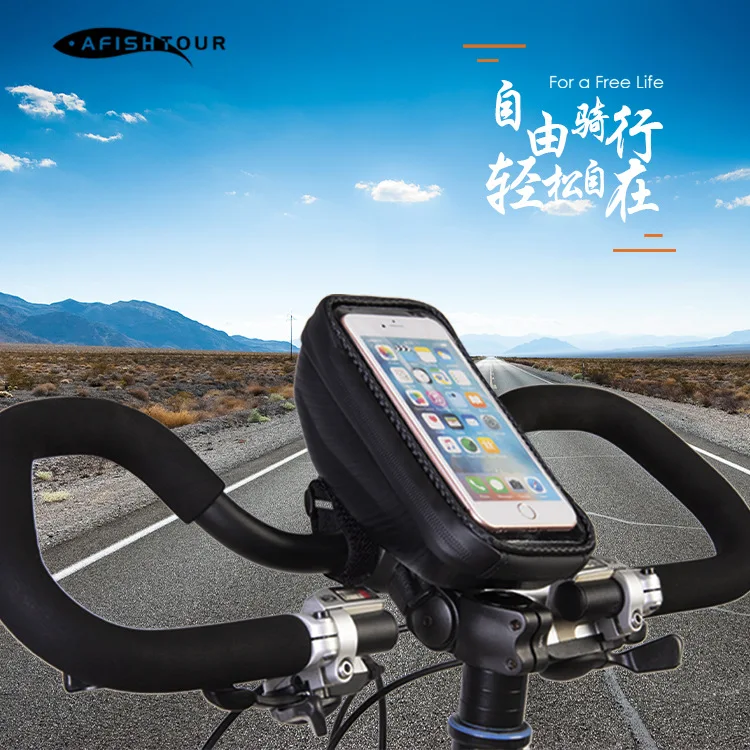 AFISHTOUR Hot Selling Cycling 6 inch Mobile Phone Bag Waterproof Multifunctional Touch Screen Riding Mountain Bike Handlebar Bag