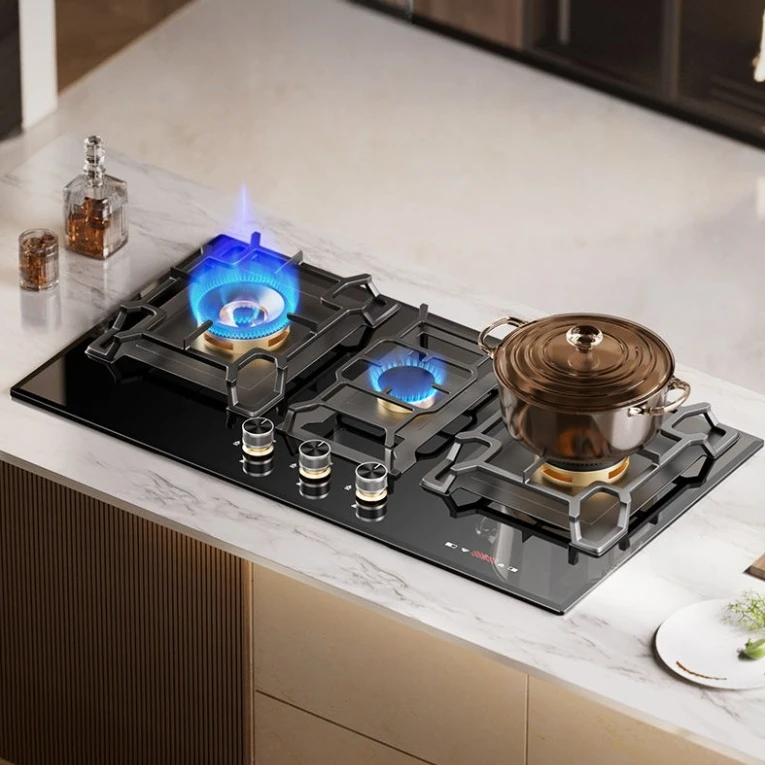 

Газовая плита для кухни, бытовая, с тремя конфорками, жестокий огонь, природный газ, сжиженный газ, высококачественная трехпанельная плита