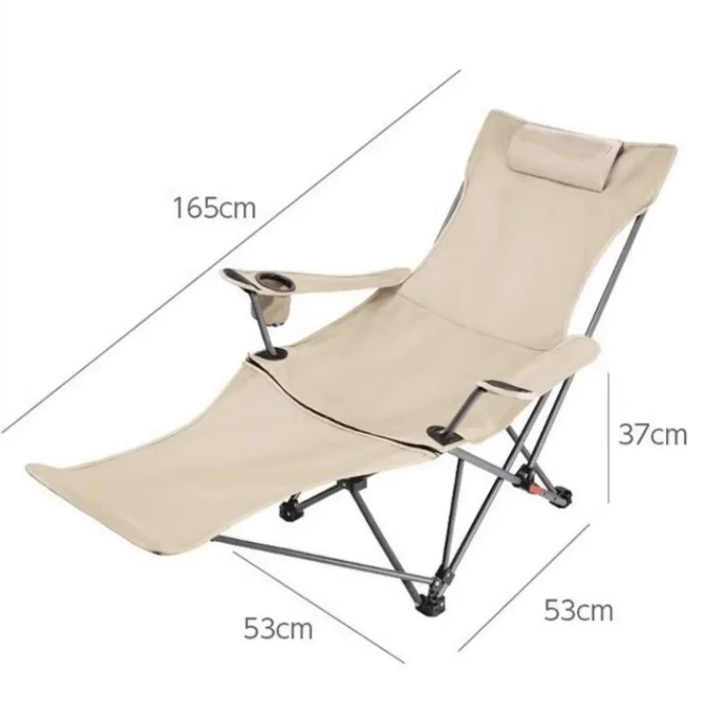 Folding Recliner Portable Camping Chair with Adjustable Backrest and Cotton-Filled Seat for Travel Beach Fishing Outdoor Chair image 3
